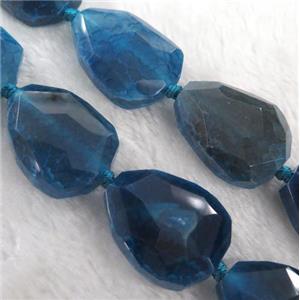 agate bead, faceted teardrop, blue, approx 20x35mm, 11pcs per st [GASA1421]