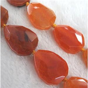 agate bead, faceted teardrop, orange, approx 20x35mm, 11pcs per st [GASA1422]