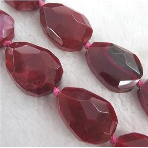 agate bead, faceted teardrop, red, approx 20x35mm, 11pcs per st [GASA1423]