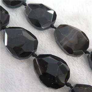 agate beads, faceted teardrop, black-coffee, approx 30x35mm, 10pcs per st [GASA1424]