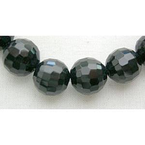 handmade 96 faceted round Glass Beads, jet, 18mm dia, 18pcs per st [GBGFR001-18MM]