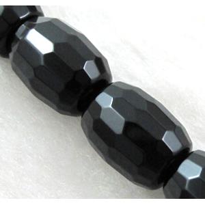 Natural black Agate Onyx Barrel Beads, faceted barrel, 10x14mm, 28pcs per st [GMBA08]