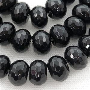 Natural Black Agate Onyx Beads, faceted rondelle, 10x14mm, 38pcs per st [GMBA14-10X14MM]