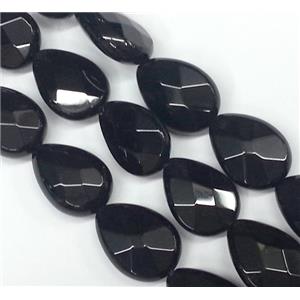 Natural Onyx Beads, faceted teardrop, black, approx 30x40mm [GMBA23-30X40MM]