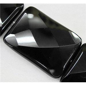 natural onyx bead, faceted rectangle, black, approx 30x40mm [GMBA36-30X40MM]