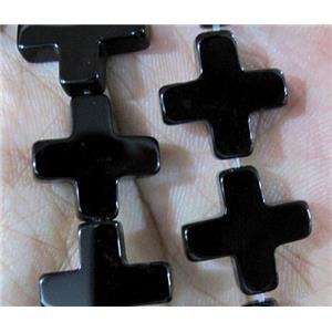 natural onyx bead, cross, A-grade, approx 10x10mm, 15 inches [GMBA41-10X10MM]