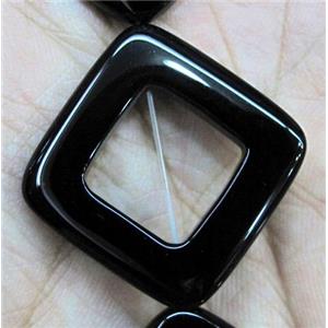natural onyx bead, A-grade, square-ring, black, approx 25x25mm, 15 inches [GMBA45]