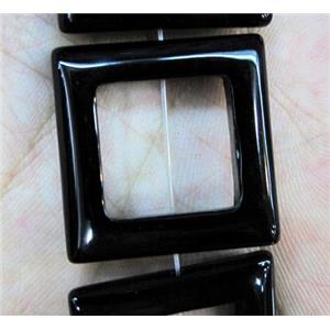 natural onyx bead, A-grade, square-ring, black, approx 20x20mm, 15 inches [GMBA48-20MM]