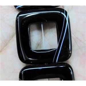 natural onyx bead, A-grade, square-ring, black, approx 24x24mm, 15 inches [GMBA50]