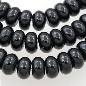 black onyx agate bead, rondelle, approx 10x14mm [GMBA55-10X14MM]