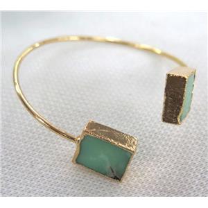 green Australian Chrysoprase Bangle, copper, gold plated, approx 60mm dia [GMBR006]