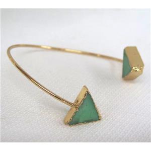 green Australian Chrysoprase Bangle, copper, gold plated, approx 60mm dia [GMBR007]