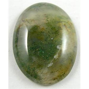moss Agate, flat-back Oval Cabochon, 22x30mm [GMC02]