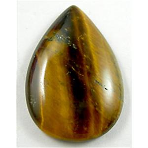 Tiger eye cabochon, flat-back, teardrop, approx 22x33mm [GMC03]