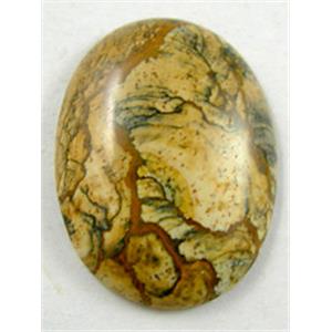 Picture Jasper, Cabochon, flat-back Oval, 10x14mm [GMC17-10X14]