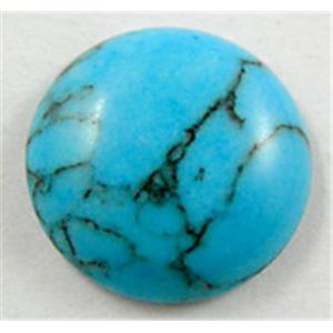blue Turquoise Cabochon, flat-back round, 8mm dia [GMC31-8MM]