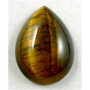 Tiger eye stone, Cabochon, flat-back Teardrop, 10x14mm [GMC36-10X14]