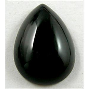 Black Onyx, Cabochon, flat-back Teardrop, 13x18mm [GMC37-13X18]