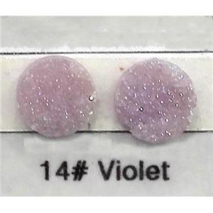 druzy quartz cabochon, flat-round, violet, approx 30mm dia [GMC63-30MM]