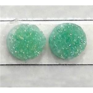 druzy quartz cabochon, flat-round, green, approx 16mm dia [GMC64-16MM]