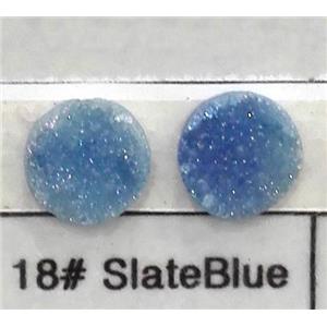 quartz druzy cabochon, flat-round, slateblue, approx 30mm dia [GMC66-30MM]