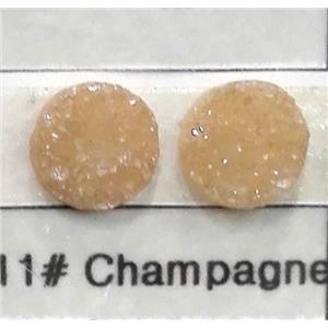 quartz druzy cabochon, flat-round, champagne, approx 30mm dia [GMC68-30MM]