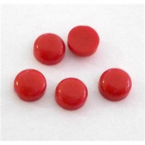 red coral cabochon, round, approx 4mm dia [GMC78]