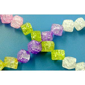 Chinese Crackle Crystal beads, cube, 6x6mm, 48pcs per st [GMCC07]