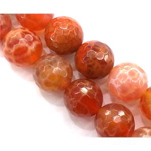 faceted round ruby Fire Agate beads, grade A, 16mm dia, approx 25pcs per st [GMFA17-16MM]