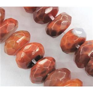 ruby Fire Agate Beads, faceted rondelle, grade A, 7x12mm, approx 33pcs per st [GMFA22-7X12MM]