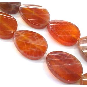 ruby Fire Agate Beads, faceted twist, grade A, 13x18mm, approx 22pcs per st [GMFA24-13X18MM]