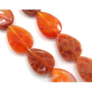 ruby Fire Agate beads, faceted teardrop, grade A, 10x14mm, approx 28pcs per st [GMFA26-10X14MM]