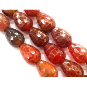 ruby fire Agate beads, faceted teardrop, grade A, 15x20mm, approx 20pcs per st [GMFA28-15X20MM]