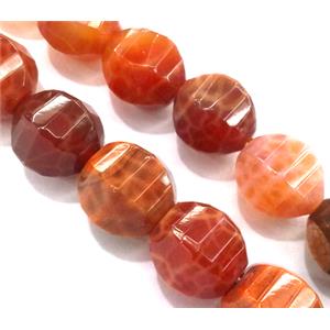 ruby fire Agate beads, faceted lantern, grade A, 10mm dia, approx 40pcs per st [GMFA29]