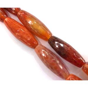 ruby fire Agate beads, faceted rice, grade A, 10x30mm, approx 11pcs per st [GMFA31]
