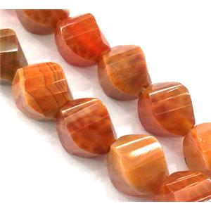 ruby fire Agate beads, twist, grade A, 10x12mm, approx 33pcs per st [GMFA32]