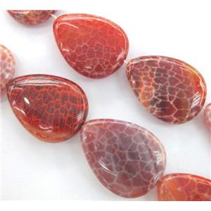Fire Ruby Agate beads, teardrop, grade A, 30x40mm, approx 10pcs per st [GMFA42]