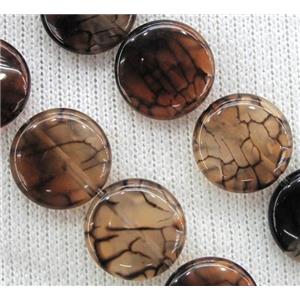 coffee veins Agate beads, circle, approx 14mm dia [GMFA48-14MM]