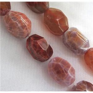 ruby fire agate bead, faceted freeform, approx 13x18mm [GMFA55]