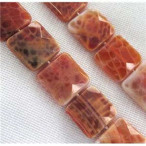 ruby fire agate bead, faceted square, approx 16x16mm [GMFA59-16MM]