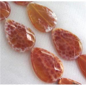 ruby fire agate beads, faceted teardrop, approx 10x14mm [GMFA66-10X14MM]