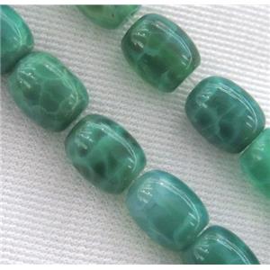 peacock green Fire Agate Bead, barrel, approx 13x18mm [GMFA69-13X18MM]