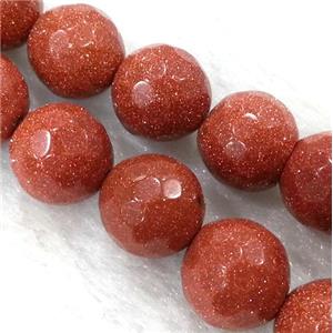 gold sandstone beads, faceted round, 10mm dia, 64 face [GMGS30-10MM]