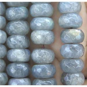Labradorite Stone bead, grey, faceted rondelle, approx 5x10mm [GMLAB007]