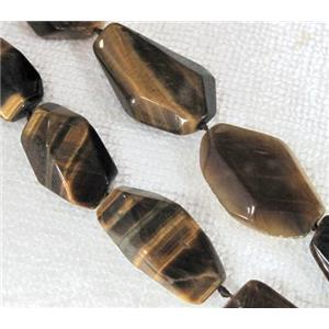 Natural tiger eye stone bead, freeform, approx 13x26mm-20x30mm, 16.5 inches [GMLB040]