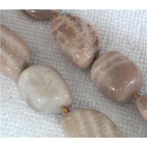 Natural yellow moonstone bead, freeform, approx 15x23mm, 19x26mm, 16 inches [GMLB061]