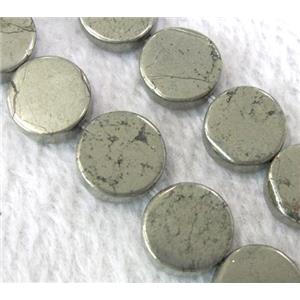 natural Pyrite Beads, flat-round, approx 3x6mm, 15.5 inches length [GMLB074-3X6MM]