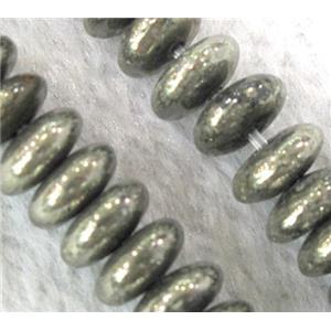 Natural Pyrite Rondelle Beads Smooth, approx 4x6mm [GMLB079-4X6MM]