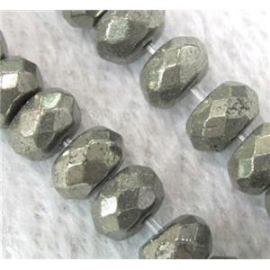 natural Pyrite Beads, faceted rondelle, approx 5x8mm [GMLB080-5X8MM]