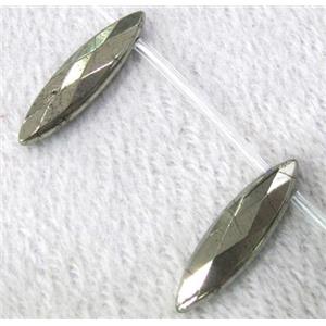 natural Pyrite Beads, horse eye, approx 8x30mm, 15.5 inches length [GMLB084]